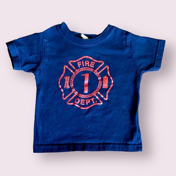 Rabbit Skins Navy Blue Fire Dept. Graphic Tee - Picture 1 of 8